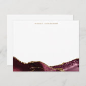 水彩アゲートブルゴーニュ赤金ゴールドグリッター大理石 ノートカード (正面/裏面)