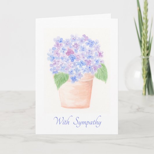 水彩アジサイの植物の花SYMPATHYカード カード (正面)