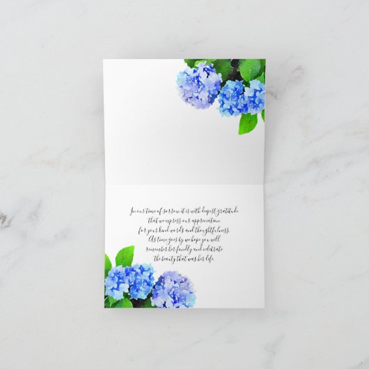 水彩アジサイフローラ忌引ありがとう サンキューカード (内部)
