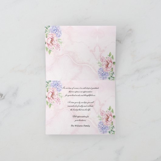 水彩アジサイフローラ忌引 サンキューカード (内部)