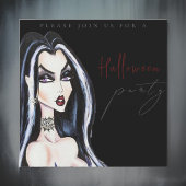 水彩アダルトブラックハローウィンパーティ招待状