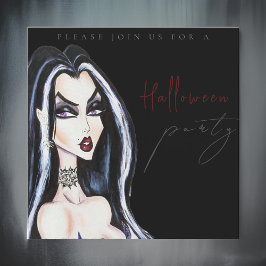 水彩アダルトブラックハローウィンパーティ招待状