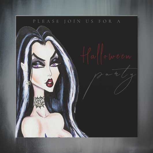 水彩アダルトブラックハローウィンパーティ招待状