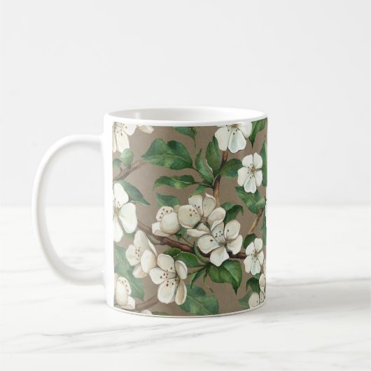 水彩アップルの花：ヴィンテージパターン。 コーヒーマグカップ (左)