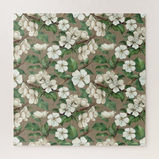 水彩アップルの花：ヴィンテージパターン。 ジグソーパズル (縦)