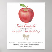 水彩アップルタイムカプセル1歳の誕生日 ポスター (正面)