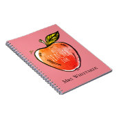 水彩アップルパーソナライズされた先生 ノートブック (右側)