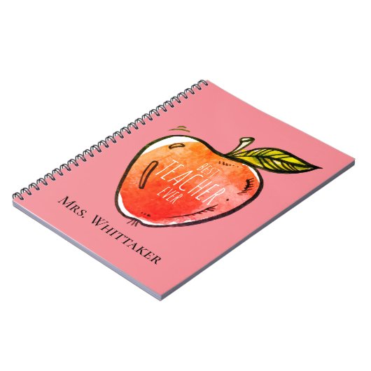 水彩アップルパーソナライズされた先生 ノートブック (左側)