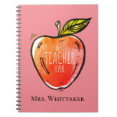 水彩アップルパーソナライズされた先生 ノートブック (正面)