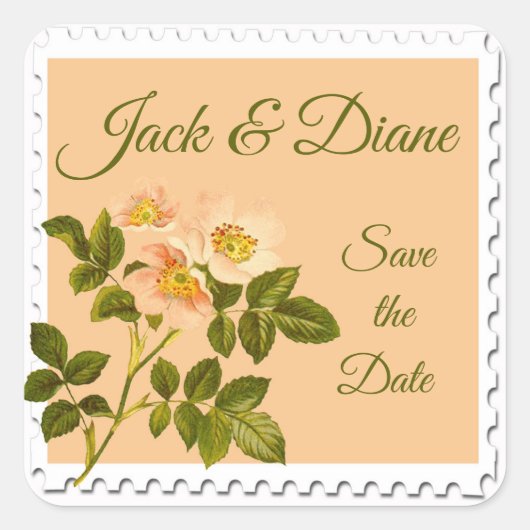 水彩アップルブロッサムステム スクエアシール (正面)