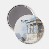 水彩アテネマグネット – ギリシャ遺跡土産 マグネット (正面/裏面)