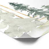 水彩アドベンチャーフォレストパインツリーウェルカムサイン ポスター (角)