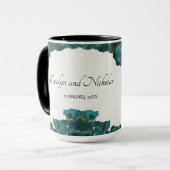水彩アナスタシアブラックとグリーンマグ マグカップ (正面左)