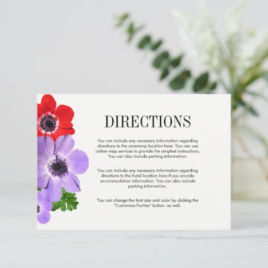 水彩アネモネの花のウェディング案内カード 招待状 (スタンド正面)