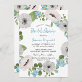 水彩アネモネスフローラリース |ブライダルシャワー 招待状 (正面/裏面)