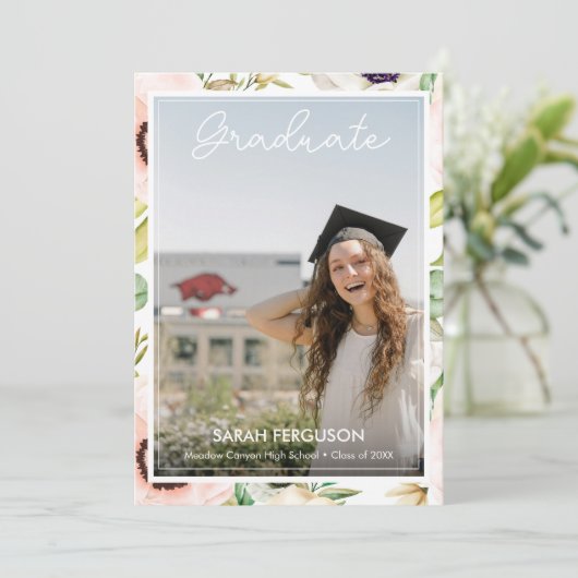 水彩アネモネスフローラ写真卒業 案内状 (スタンド正面)