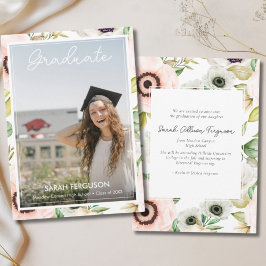 水彩アネモネスフローラ写真卒業 案内状