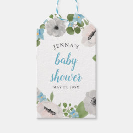 水彩アネモネス花模様 |赤ちゃんシャワー ギフトタグ