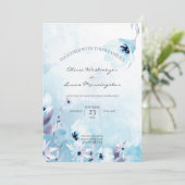 水彩アネモネフラワーアイスブルー 招待状 (スタンド正面)
