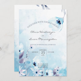 水彩アネモネフラワーアイスブルー 招待状