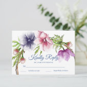 水彩アネモネフラワーウェディングRSVPカード 招待状 (スタンド正面)