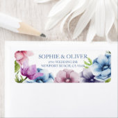 水彩アネモネ結婚フラワー差出人住所 ラベル (インサイチュ)