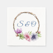 水彩アネモネ結婚フラワー スタンダードカクテルナプキン (正面)