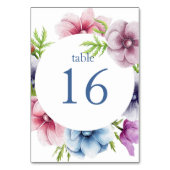 水彩アネモネ結婚フラワー テーブルナンバー (正面)