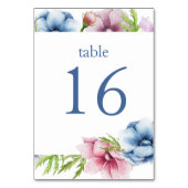 水彩アネモネ結婚フラワー テーブルナンバー (正面)