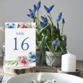 水彩アネモネ結婚フラワー テーブルナンバー