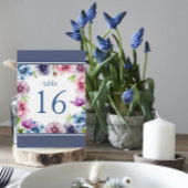 水彩アネモネ結婚フラワー テーブルナンバー