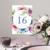 水彩アネモネ結婚フラワー テーブルナンバー