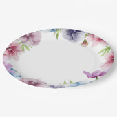 水彩アネモネ結婚フラワー ペーパープレート (アングル)