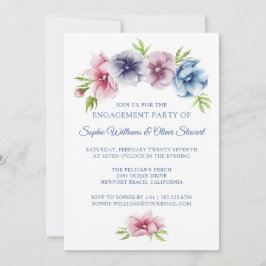 水彩アネモネ結婚フラワー |婚約 招待状