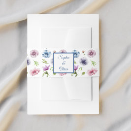 水彩アネモネ結婚フラワー 招待状ベリーバンド