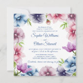 水彩アネモネ結婚フラワー 招待状 (正面)