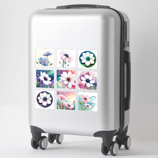 水彩アネモネ花スクラップブック シール (スーツケース)