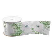 水彩アネモンとトウヒ模様 サテンリボン (リール)