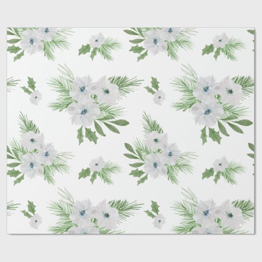 水彩アネモンとトウヒ模様 ラッピングペーパー (フラット)