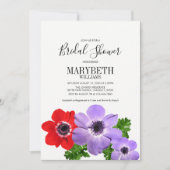 水彩アネモンフローラブライダルシャワーカード 招待状 (正面)