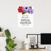 水彩アネモンフローラブライダルシャワー標識 ポスター (ホームオフィス)