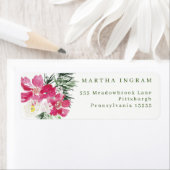 水彩アネモン、ピンクの花とトウヒ ラベル (インサイチュ)