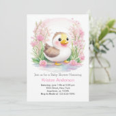 水彩アヒルかわいいピンクの女の子ベビーシャワー 招待状 (スタンド正面)
