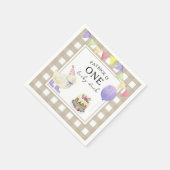 水彩アヒル1歳の誕生日 スタンダードカクテルナプキン (角)