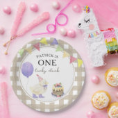 水彩アヒル1歳の誕生日 ペーパープレート (パーティー)