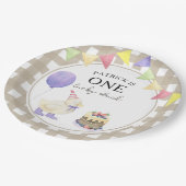 水彩アヒル1歳の誕生日 ペーパープレート (アングル)