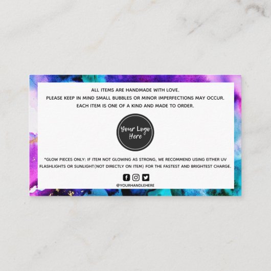 水彩アフターケア指示1名名刺 名刺 (裏面)