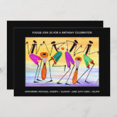 水彩アフリカアート表現の幸せ 招待状 (正面/裏面)