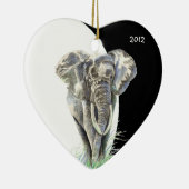 水彩アフリカゾウ動物自然アート セラミックオーナメント (右)