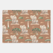 水彩アフリカママとベビー動物のパターン ラッピングペーパーシート (正面2)